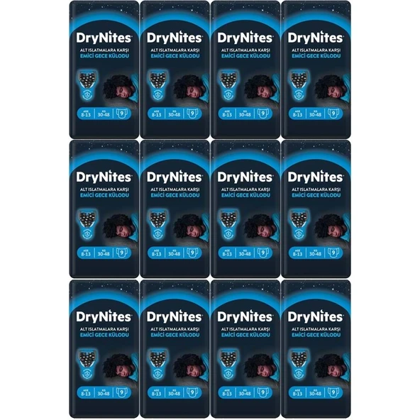 Drynites Emici Gece Külodu/Külot Bez Erkek 8-13Yaş 30-48KG Large 108Adet 12PK*9 AltIslatmalara Karşı ürün görseli 1