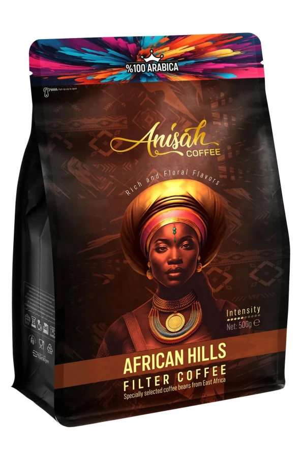AFRİCAN HİLLS ÇEKİRDEK FİLTRE KAHVE  %100 ARABİCA DOĞU AFRİKA BLENDİ  ORTA KAVRUM (MEDİUM ROAST) 500 GR ürün görseli 1