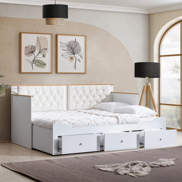 Setay Alaçatı Divan Karyola Çekmeceli Açılır Çift Kişilik + Soft Yatak 80x200 ürün görseli 1