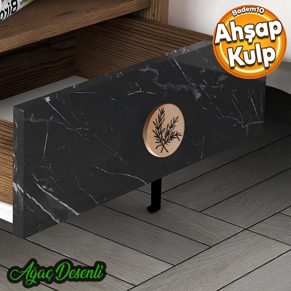 Ahşap Düğme Ağaç Desenli Kulp Tek Vidalı Çekmece Mutfak Mobilya Dolabı Dolap Kulpu Kulbu Kulpları ürün görseli 1
