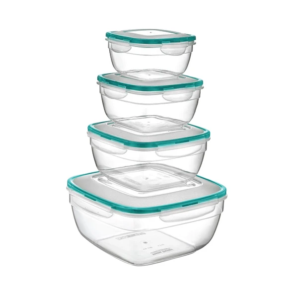 Fresh Box 4'lü Kare Saklama Kabı Seti 0,6 + 1 + 1,7 + 4 Lt ürün görseli 1