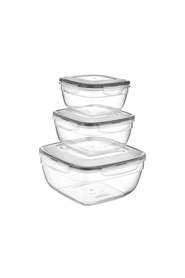 Fresh Box 3'lü Kare Saklama Kabı Seti 0,6 / 1 / 1,7 Lt ürün görseli 1