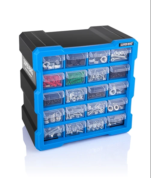 Super Bag Monoblok Çekmeceli Organizer Vida Dübel Boncuk Hobi Kutusu 20 Çekmece Organizer ürün görseli 1
