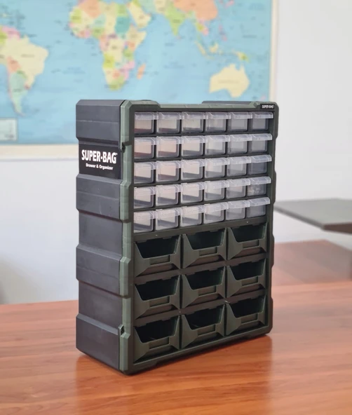 Monoblok Avadanlık Ve Çekmece 39 Gözlü Seti Hobby Organizer Düzenleyici 30 Çekmece 9 Avadanlık Mavi ürün görseli 1
