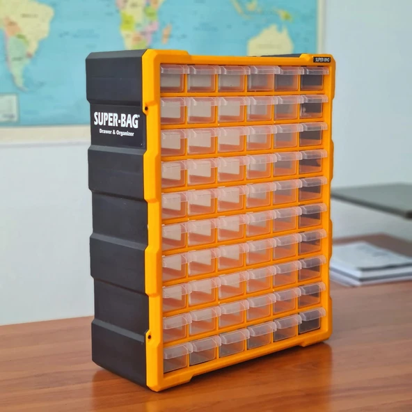 Mono Blok Çekmece Seti 60'lı Mega Büyük Boy Hobby Organizer Seti Vida Dübel Kutusu Takı Kutusu 6000 ürün görseli 1