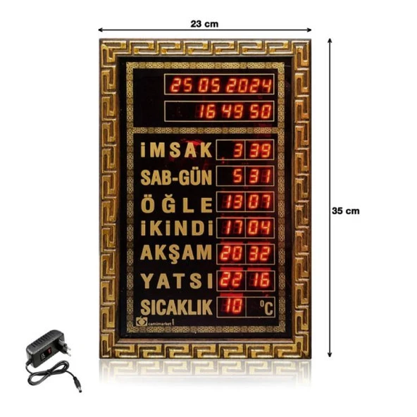 Ev Tipi Ezan Okuyan Duvar Saati 23x35 Cm - Gold ürün görseli 1