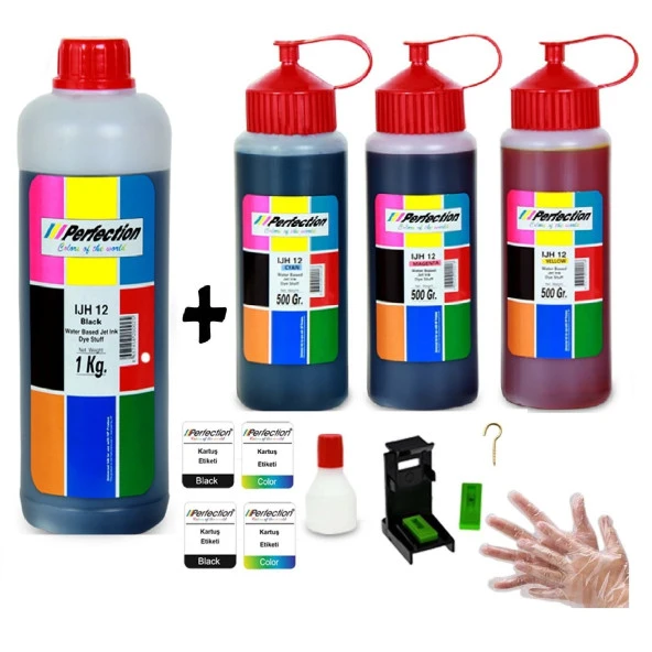 PERFECTİON Bitmeyen Kartuşlu Canon Uyumlu Mürekkep Seti 1000 gr. SİYAH + 3 X 500 gr. RENKLİ ürün görseli 1