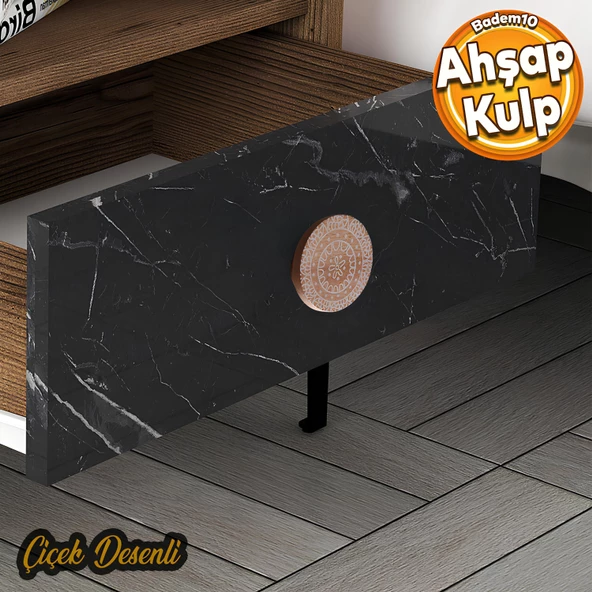Ahşap Düğme Çiçek Desenli Kulp Tek Vidalı Çekmece Mutfak Mobilya Dolabı Dolap Kulpu Kulbu Kulpları ürün görseli 1