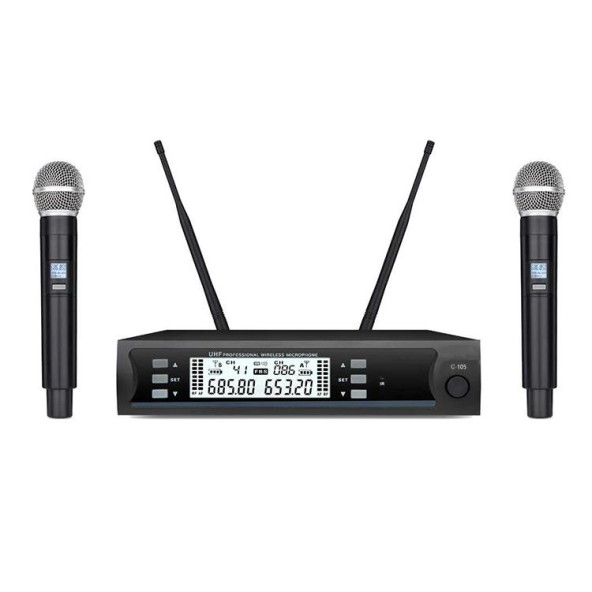 Camimarket C-105 UHF Kablosuz Çift El Mikrofonu ürün görseli 1