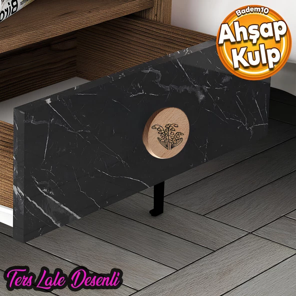 Ahşap Düğme Ters Lale Desenli Kulp Tek Vidalı Çekmece Mutfak Mobilya Dolabı Dolap Kulpu Kulbu Kulpla ürün görseli 1