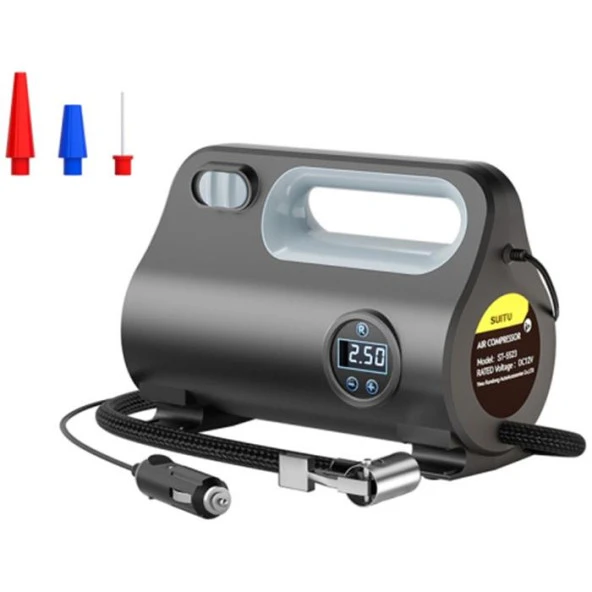 Ally ST-5523 LED Işıklı Taşınabilir Hava Pompası Kompresör Araç Lastik Şişirme Makinesi ürün görseli 1