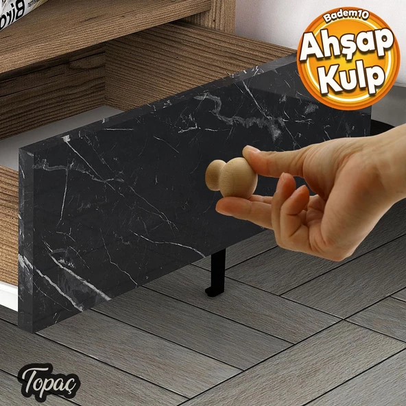 Ahşap Topaç Düğme Kulp Tek Vidalı Çekmece Mutfak Mobilya Dolabı Dolap Kulpu Kulbu Kulpları ürün görseli 1