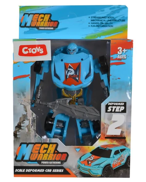 Ctoy Robota Dönüşebilen Araba Mavi Gri ürün görseli 1