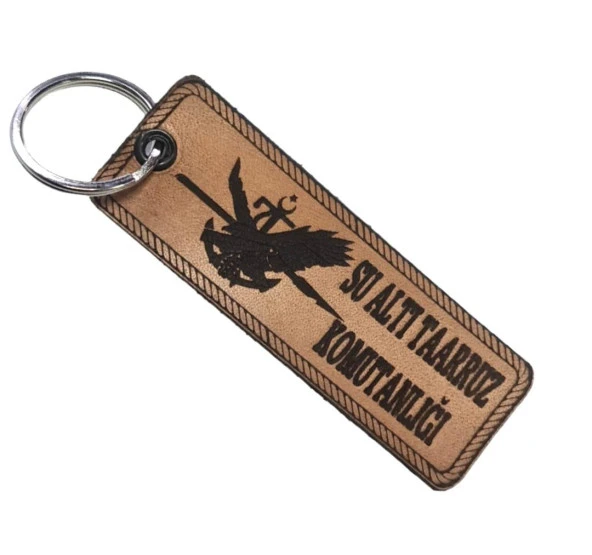 SAT Sualtı Taarruz Komutanlığı Deri Anahtarlık  - Arma - Leather Key Holder ürün görseli 1