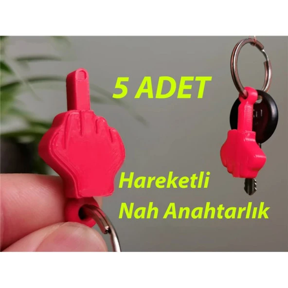 Hareketli Orta Parmak Nah Anahtarlık 5 Adet ürün görseli 1