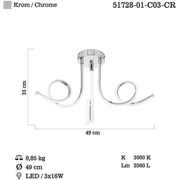 Lucea Nevro 3'lü Ledli Plafonyer 16W x 3 3000K - Resim 3