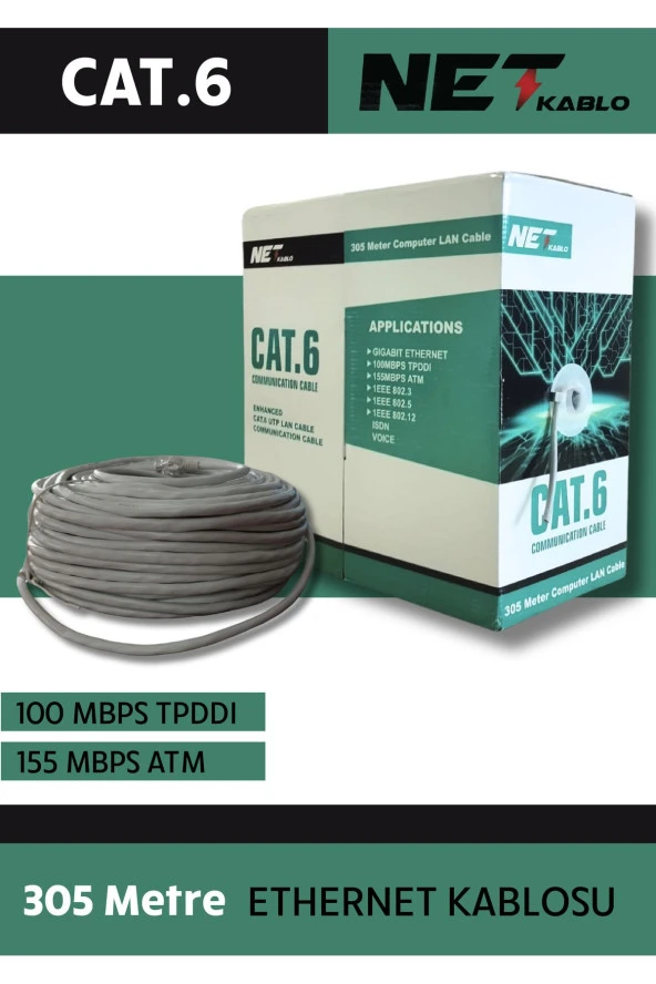 Cat6 Kablo 305 Metre Ether Kablosu Cat6 Utp - Resim 2