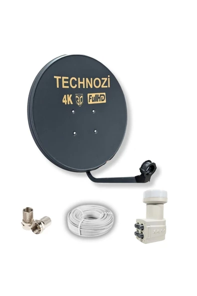 80 cm Çanak Anten Dörtlü Lnb 25 Metre Kablo 2 F Connektör ürün görseli 1