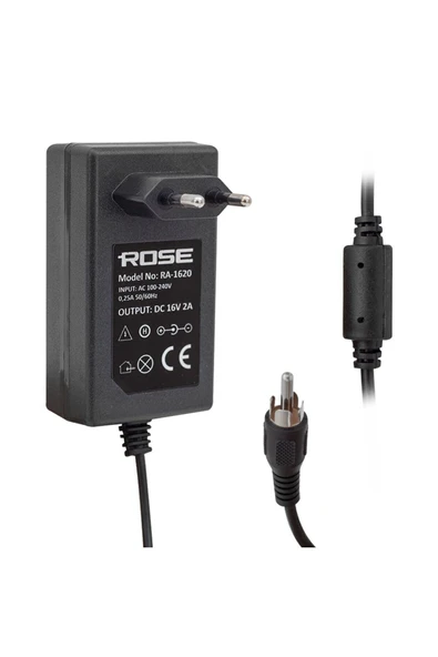 Rose Ra-1620 16 Volt - 2 Amper Priz Tipi Tos Fişli Rca Santral Adaptörü ürün görseli 1