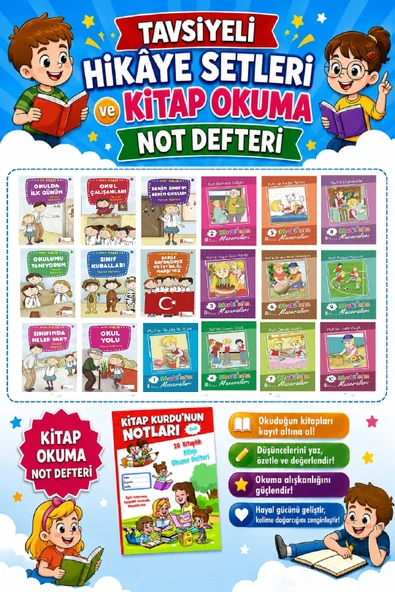 Ata 1.Sınıf 18 li Hikaye Kitap Seti+ Kitap Okuma Not Defteri ürün görseli 1