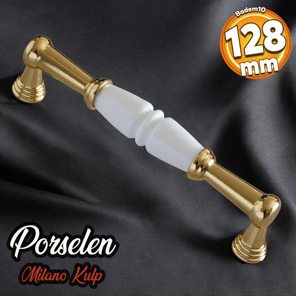 Milano Gerçek Porselen  Altın 128 mm Mobilya Mutfak Kulp Çekmece Dolap  Kulplar Kapak Kulpu Kulbu ürün görseli 1