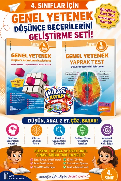 Ata 4.Sınıf Genel Yetenek Yaprak Test+Genel Yetenek Düşünce Becerilerini Geliştirme ürün görseli 1