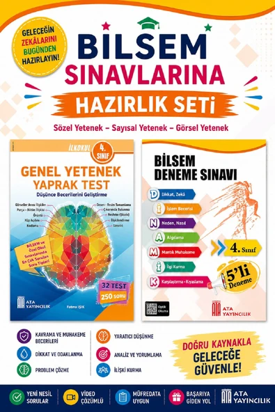 Ata 4.Sınıf Bilsem Sınavlarına Hazırlık Test + 5 li Deneme Sınavı ürün görseli 1