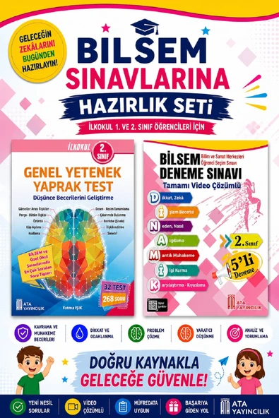 Ata 2.Sınıf Bilsem Sınavlarına Hazırlık Test + 5 li Deneme Sınavı ürün görseli 1