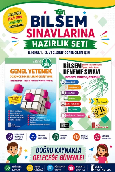 Ata 3.Sınıf Bilsem Sınavlarına Hazırlık +5 li Deneme Sınavı ürün görseli 1