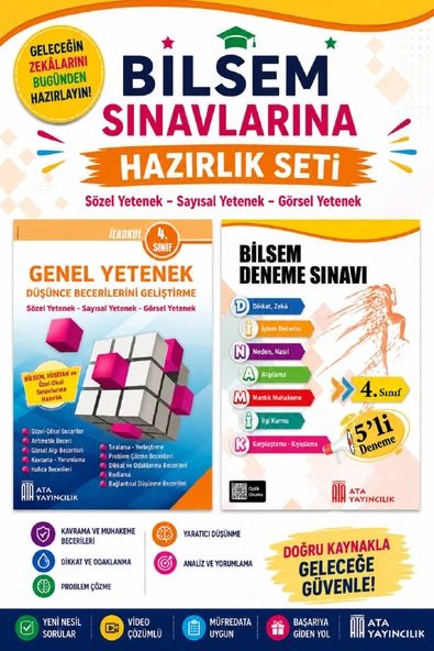 Ata 4.Sınıf Bilsem Sınavlarına Hazırlık +5 li Deneme Sınavı ürün görseli 1