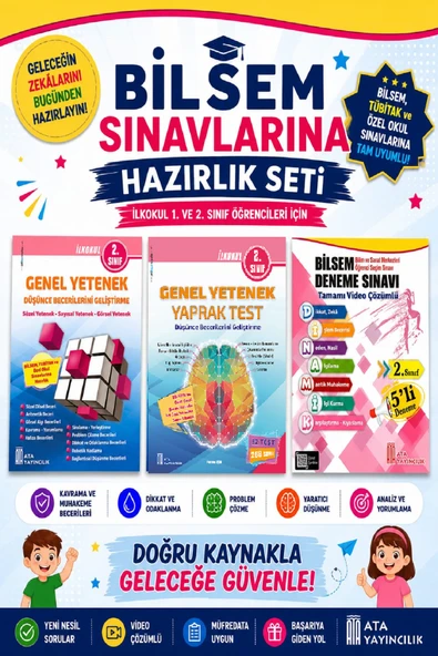 Ata 2.Sınıf Bilsem Sınavlarına Hazırlık Kitabı+5 li Deneme Sınavı ürün görseli 1