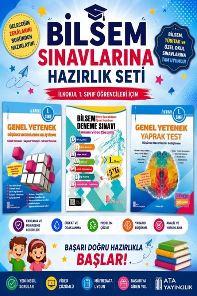 Ata 1.Sınıf Bilsem Sınavlarına Hazırlık Kitabı+5 li Deneme Sınavı ürün görseli 1