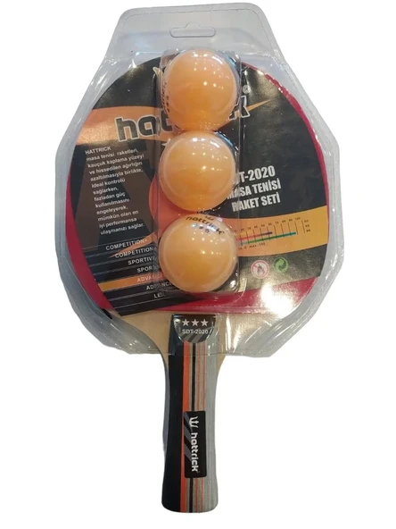 HATTRICK SDT2020 MASA TENİSİ RAKET SET 1 RAKET 3 TOP 3 YILDIZ AMBALAJLI ürün görseli 1