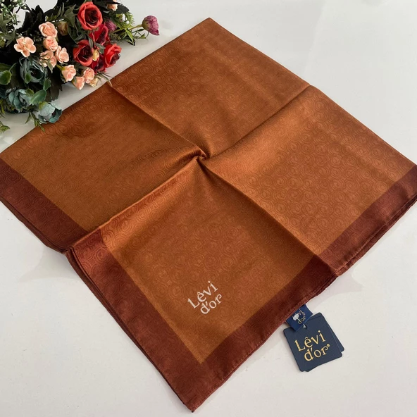Levidor Premium Monogram Eşarp Taba-Tarçın GX0206 ürün görseli 1