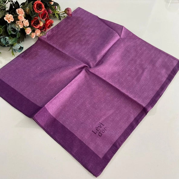 Levidor Premium Monogram Eşarp Fuşya-Mor GX0213 ürün görseli 1