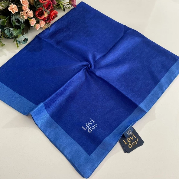 Levidor Premium Monogram Eşarp Açık Mavi- Saks Mavi GX0211 ürün görseli 1