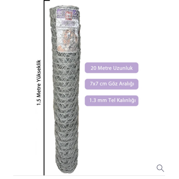 Hataş Teknik 1,5x20 Metre Bahçe Tel Örgü Bahçe Çiti Bahçe Çevirme Teli 1.3 mm Kalınlığında ürün görseli 1