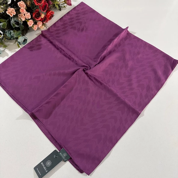 Bonjela Lüx Jakarlı Pamuk Eşarp Mürdüm Soft  JPB0203 ürün görseli 1