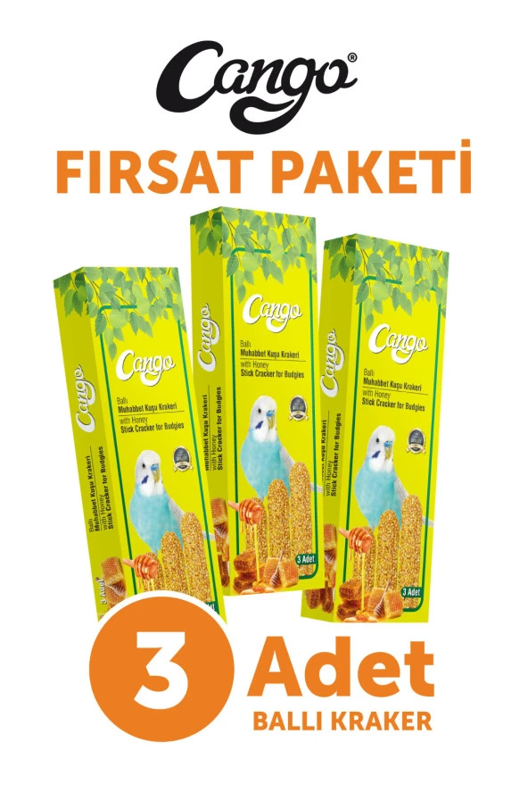 Cango Muhabbet Kuşu Krakeri Ballı 81GR 3Lü ürün görseli 1
