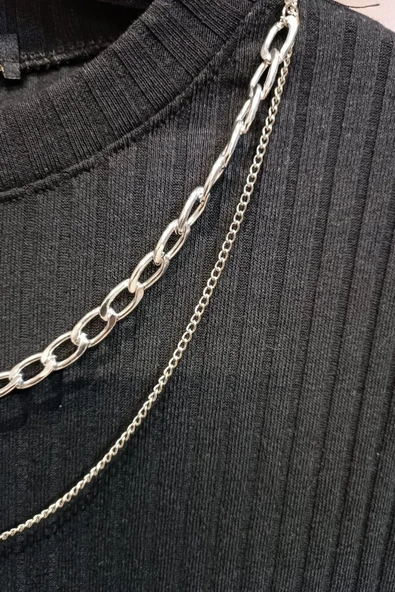 Kadın 2 Parça Metal Kolye - Resim 3