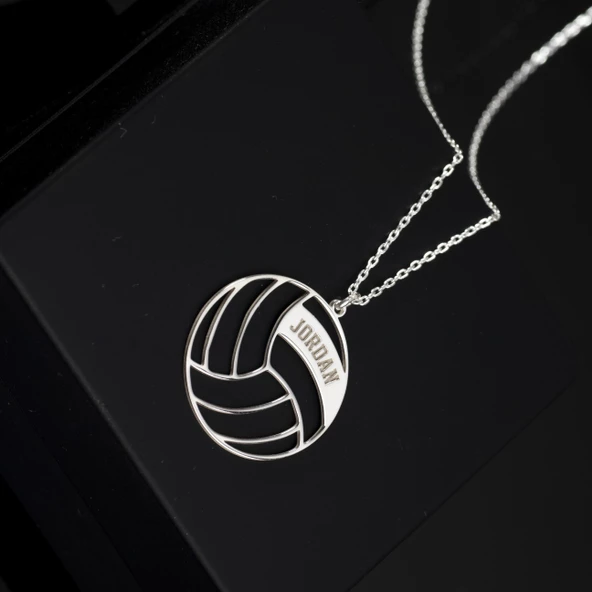 925 Ayar Gümüş Voleybol Topu İsimli Kolye Özel Tasarım ürün görseli 1
