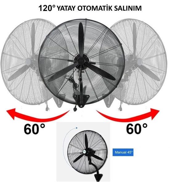 Ventus VS3010D Mega Boy 30" Vantilatör Sanayi Tipi 150W Duvar Tipi - Resim 3