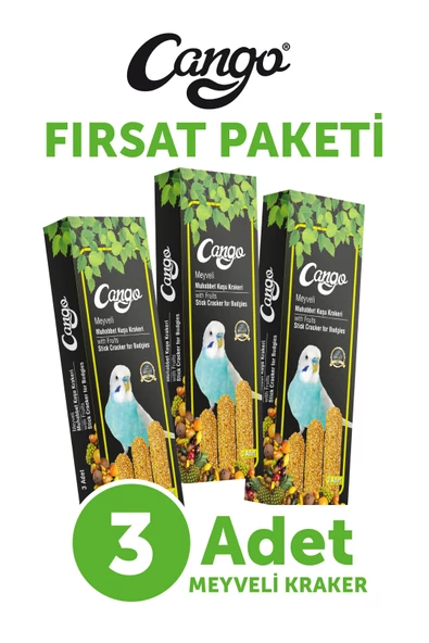Cango Muhabbet Kuşu Krakeri Meyveli 81GR 3Lü ürün görseli 1