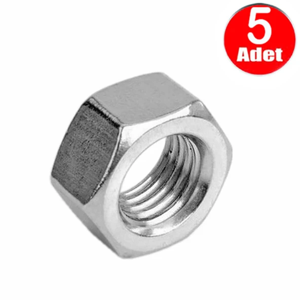 M20 Somun Dın 934 Beyaz Galvanizli Somun -5 Adet ürün görseli 1