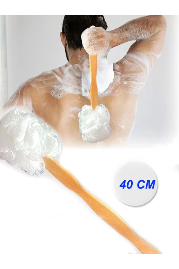 Ahşap Saplı Banyo Lifi Saplı Sırt Lifi Banyo Kesesi Pratik Banyo Lifi ürün görseli 1