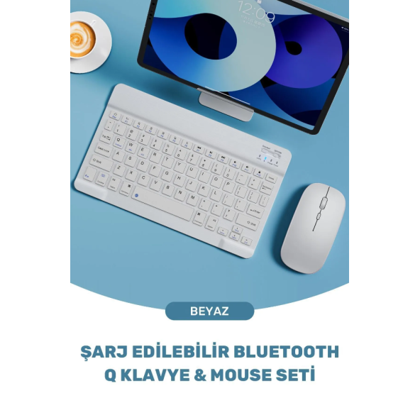Ultra İnce Taşınabilir Kablosuz Bluetooth Klavye Mouse Seti ürün görseli 1
