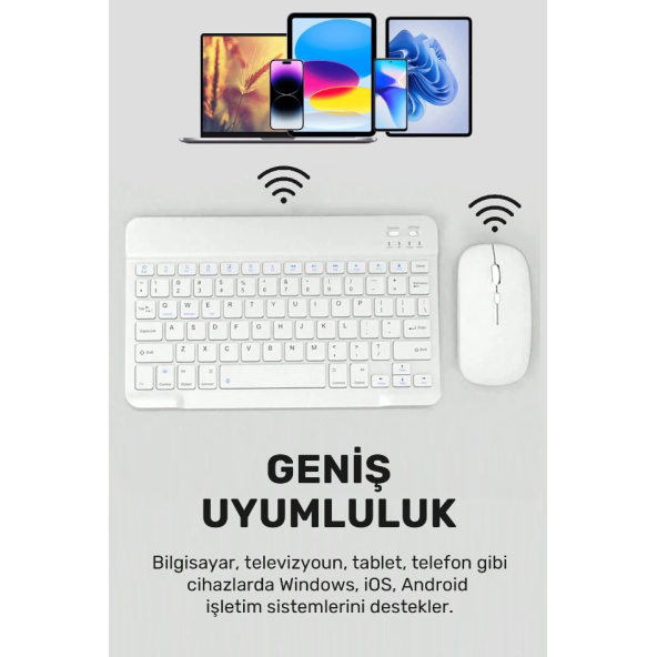 Ultra İnce Taşınabilir Kablosuz Bluetooth Klavye Mouse Seti - Resim 2