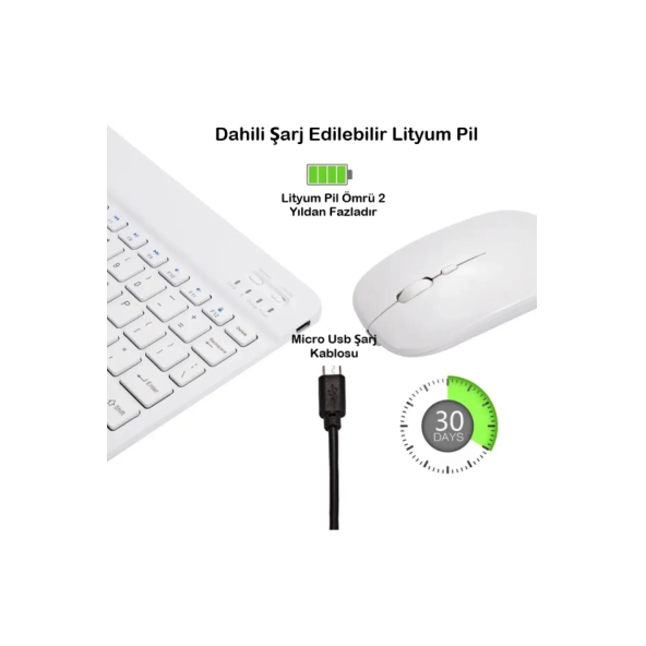 Ultra İnce Taşınabilir Kablosuz Bluetooth Klavye Mouse Seti - Resim 4