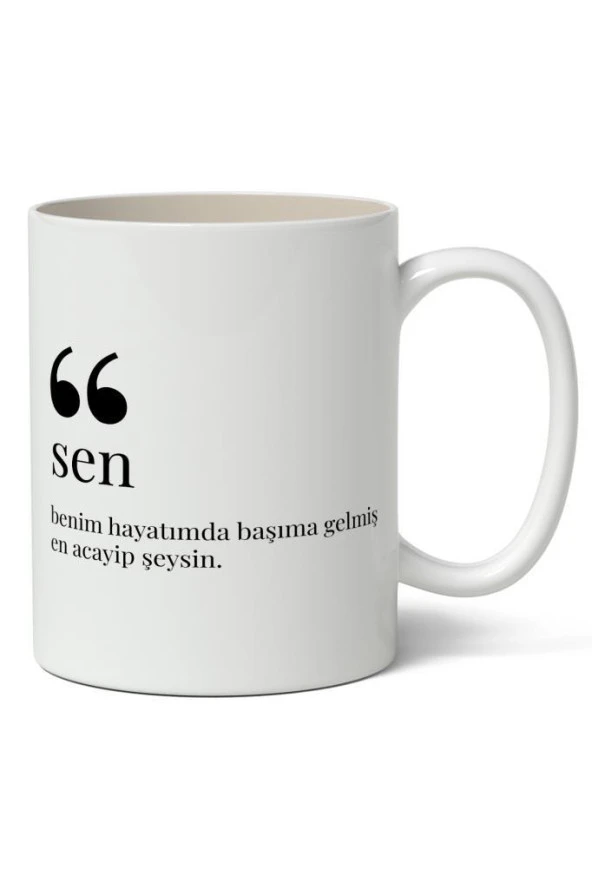 Sen Kelime Anlamı Baskılı Kupa Bardak Baskılı Kahve Kupa Bardak ürün görseli 1