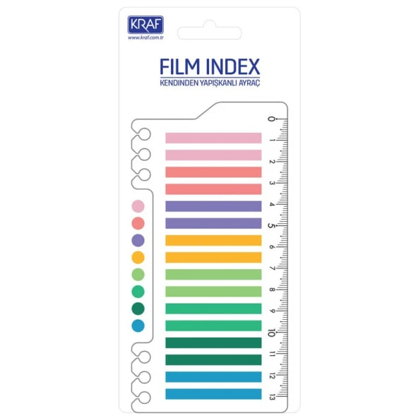Kraf Index Film (PP) 16x20 yp 6x45 mm Cetvelli Bright Color 16645-1 (1 Adet) ürün görseli 1